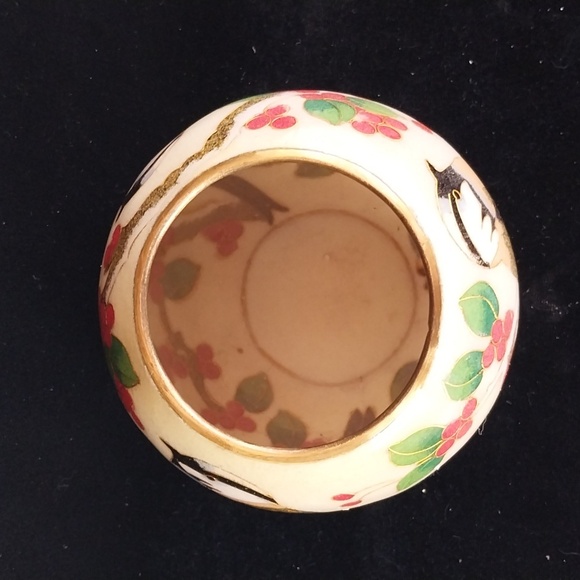 William Bill Yee Plique-a-Jour Cloisonne Chickadee Votive Candle Holder - Picture 4 of 7
